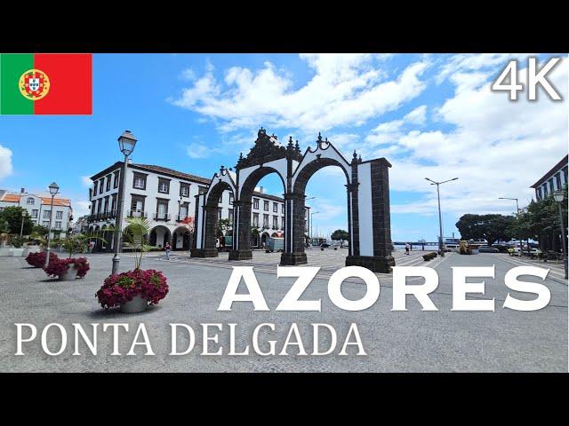 Ponta Delgada 4K, São Miguel Island, Azores, Portugal - Walking Tour - July 2023