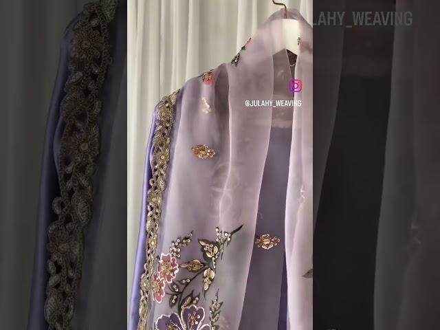 hand painted organza dupatta |hand painted dupatta | hand painted embellished organza dupatta