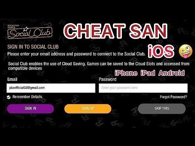 CHEAT GTA SAN ANDREAS IOS ON iPhone, iPad & ANDROID 2023  cheat gta san || social club GTA SAN iOS