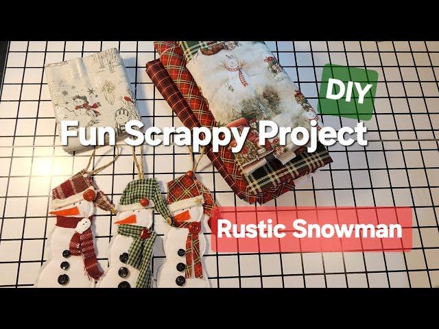 Scrappy Rustic Snowman, Rustic Christmas Sewing Project, #sewingwithscraps,#rusticstyle,#scrapfabric