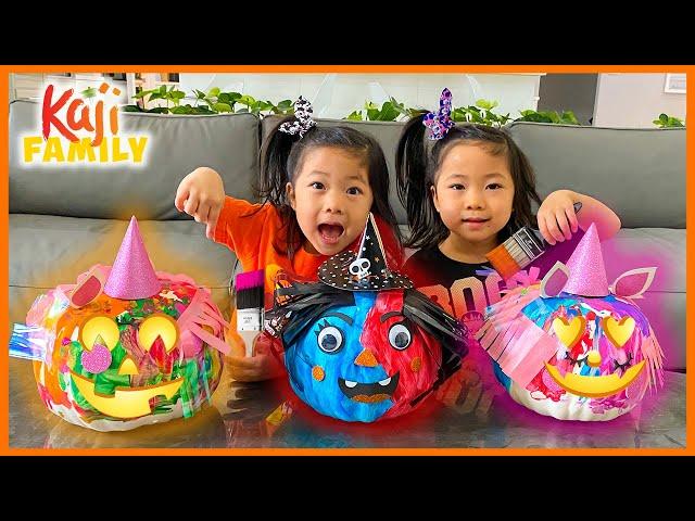 DIY Painting Halloween Pumpkins with Emma and Kate!!!