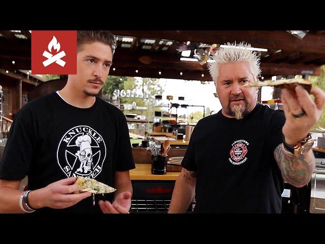 Guy Fieri hosts a PIZZA THROWDOWN with Antonia Lofaso, Christian Petroni, Aaron May, & Hunter Fieri