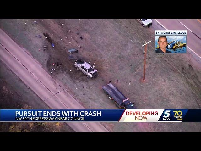 Suspect taken to hospital after chase ends in rollover crash near Lake Overholser