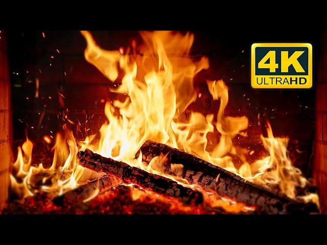  Cozy Fireplace 4K (12 HOURS). Fireplace with Crackling Fire Sounds. Crackling Fireplace 4K