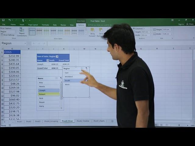 MS Excel - Pivot Table Slice