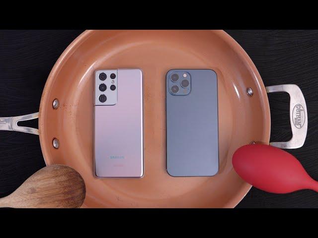 Samsung Galaxy S21 Ultra vs iPhone 12 Pro Max HOT WATER TEST! 