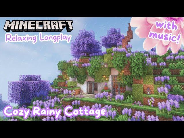 Minecraft Longplay | Rainy Lavender Hobbit Hole (no commentary, with music)