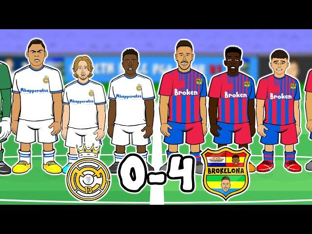 0-4! Real Madrid vs Barcelona (El Clasico 22 Aubameyang Torres Cartoon Goals Parody Highlights)