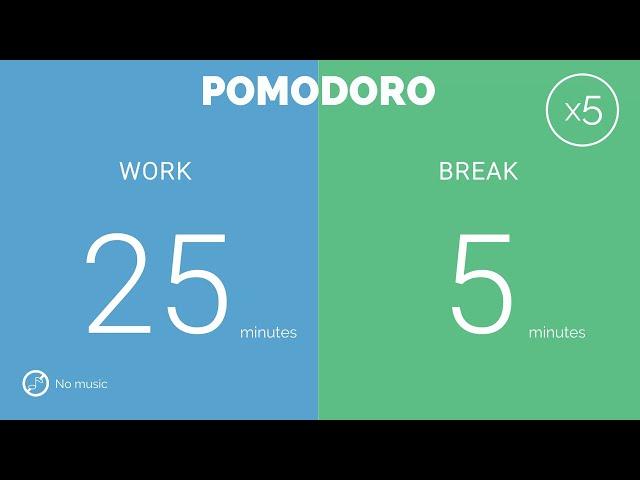 25 / 5  Pomodoro Timer - 2 hours study || No music - Study for dreams - Deep focus - Study timer