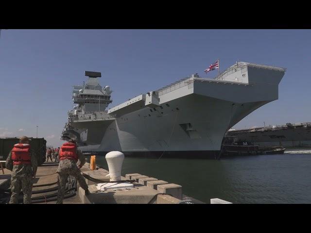 HMS Queen Elizabeth arrives at Norfolk Naval Station, Virginia