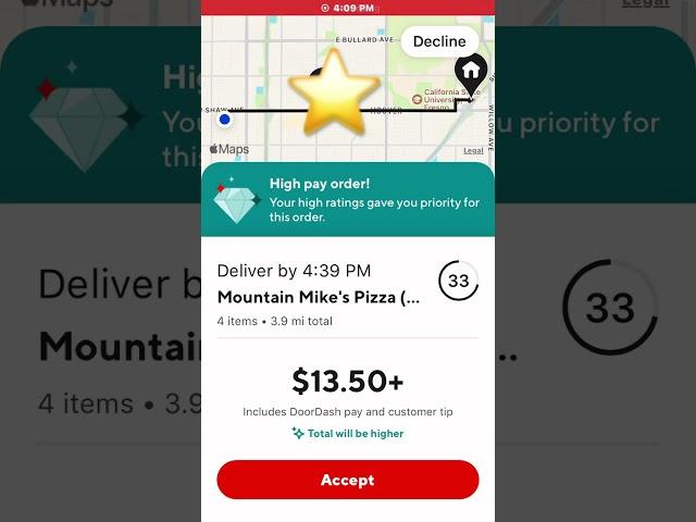 High pay order/ Doordash/ great customer