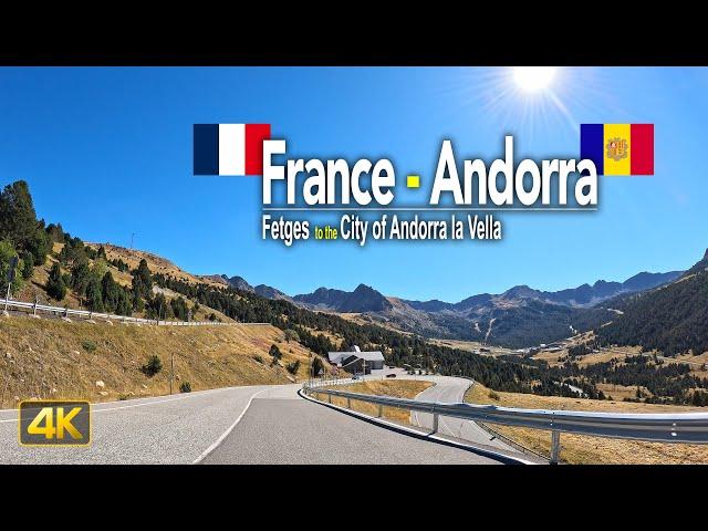 Driving across the Pyrenees mountains from France  to Andorra 