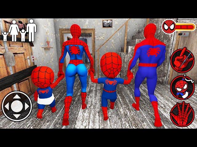 Playing as SpiderMan Family in Granny House