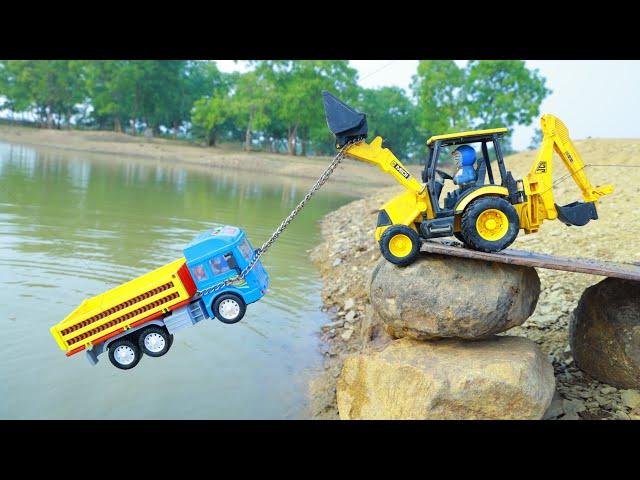 Tata 407 Truck HMT 5911 Tractor Accident Fully Mud Pulling Out Mahindra 475 Tractor Jcb 3dx ? CS Toy