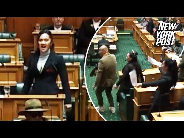 New Zealand MP interrupts vote on Maori treaty bill by performing Haka