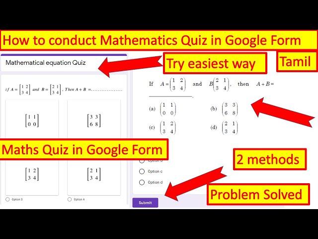 how to write Maths equations in google forms|  How to create Maths Quiz in Google forms in Tamil