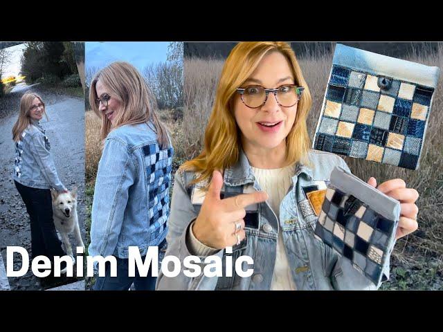 Denim Mosaic Snap Pouch and Denim Jacket