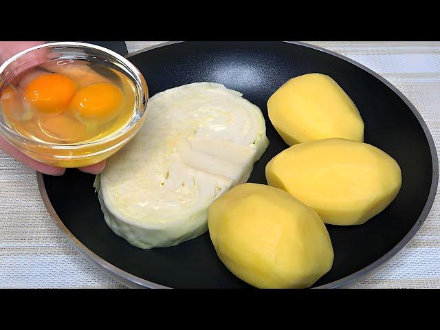 Just mix eggs, cabbage and potatoes, it's that delicious / Simple recipe!
