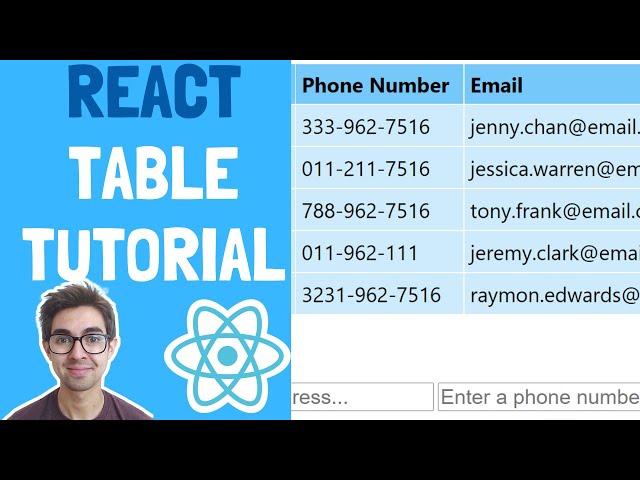 Create a Table in React | Learn how to view, add, delete and edit rows in a table from Scratch