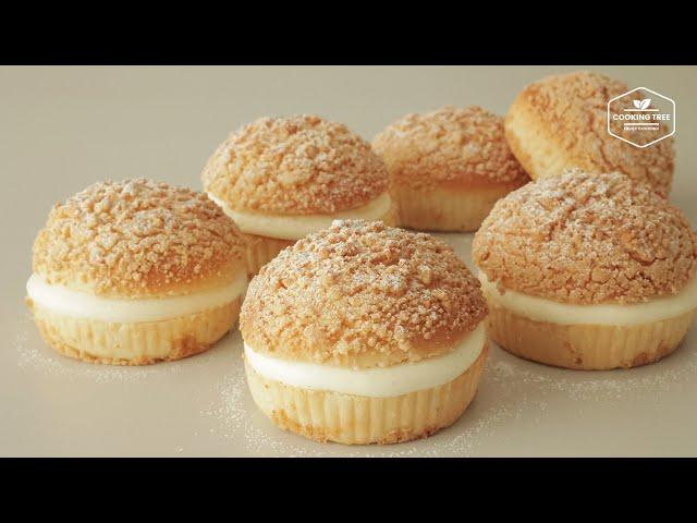 5분 손반죽! 소보로 크림빵 만들기 : Soboro Cream Bread : Streusel Bread Recipe | Cooking tree