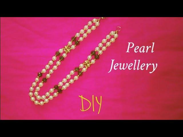 DIY PEARL NECKLACE MAKING AT HOME / PEARL JEWELLERY DESIGNS / Handmade Jewelry #myhomecrafts