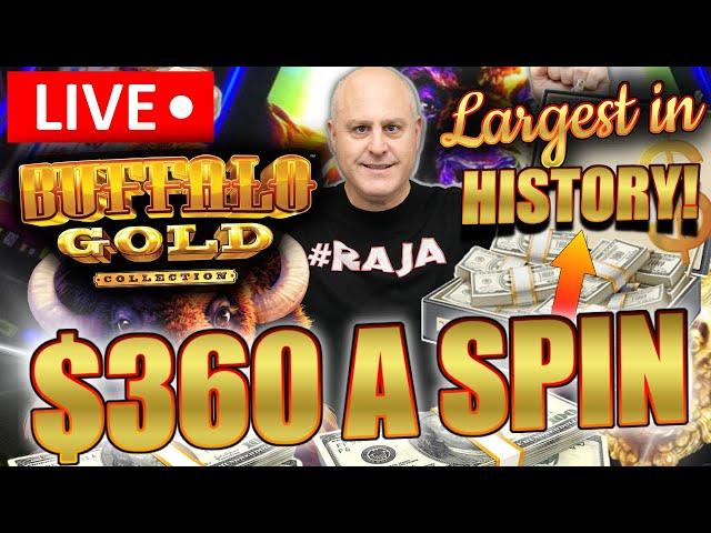 THE LARGEST BUFFALO GOLD SLOT PLAY IN HISTORY  HIGH LIMIT MAX BET $360 SPINS!