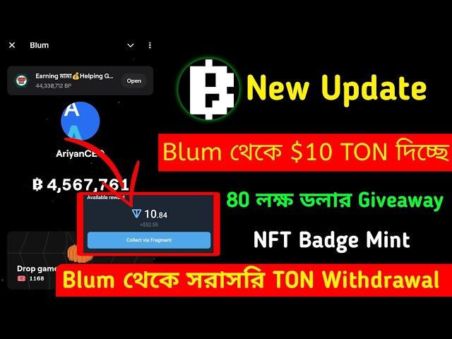 Blum থেকে Ton Withdraw | Blum $800,000 Dollar Giveaway | Blum Listing Date  বিস্তারিত