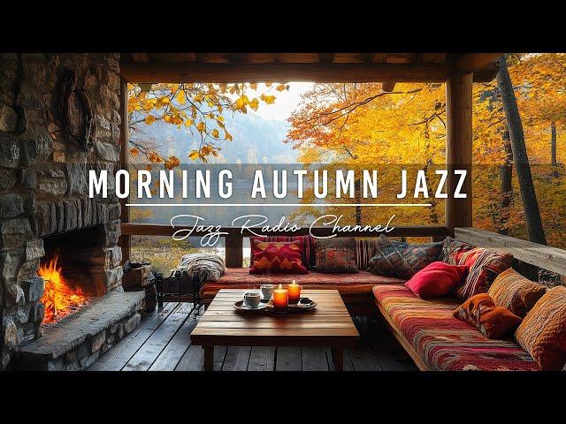 Gentle Morning Atmosphere at Cozy Autumn Coffee Porch Ambience with Smooth Jazz Music to Work, Study