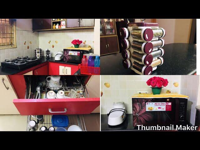 Kitchen Tour Organization | Counter top organization | in telugu | chaitu’s Happy Home