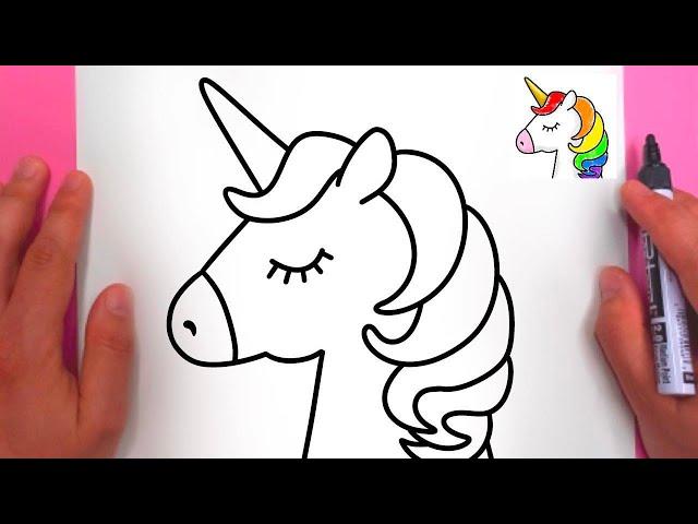 UNICORN CURCUBEU Usor de DESENAT si COLORAT - Desenez Pas cu PAS  HOW TO DRAW CUTE RAINBOW UNICORN