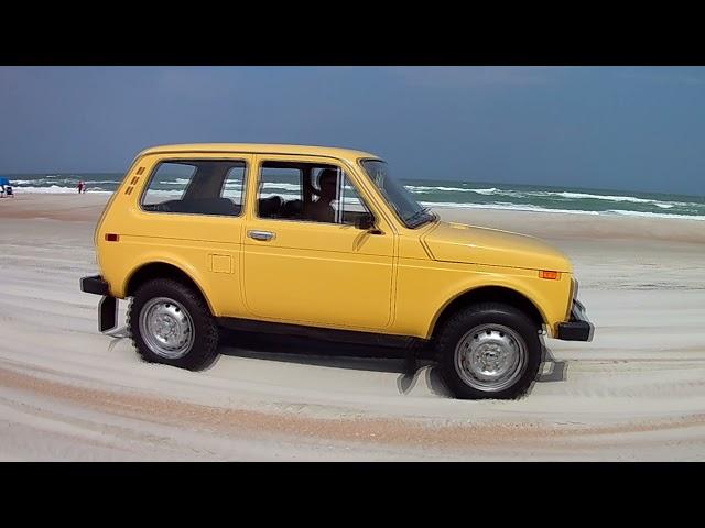 I took the Lada up the beach