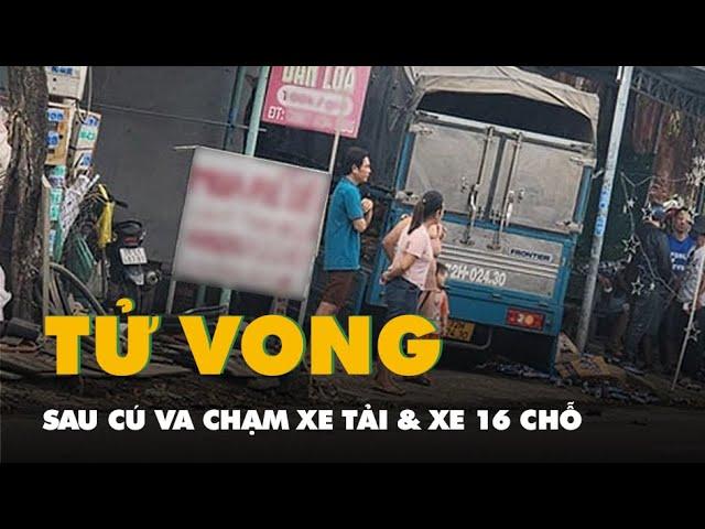 Camera cú va chạm giữa xe tải và xe 16 chỗ làm 2 công nhân tử vong