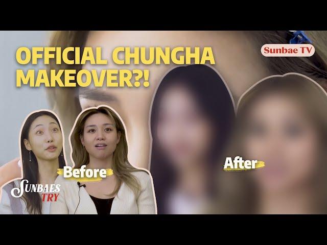 We got our K-pop Makeover by ChungHa's Makeup Artist ft. #JungSaemMool | Sunbaes Try