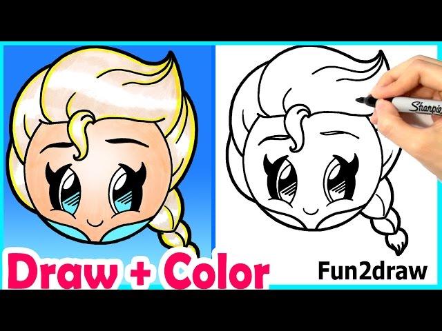 How to Draw Elsa Emoji Cute + Easy | Fun2draw Online Drawing Tutorials