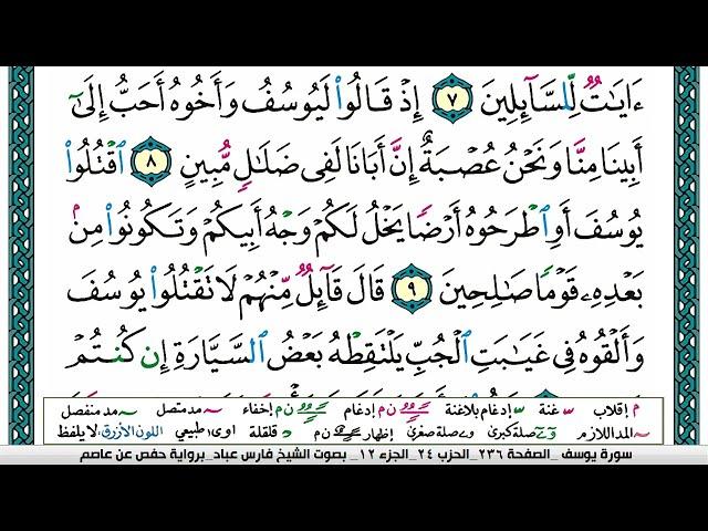 سورة يوسف مكتوبة فارس عباد Surah Yusuf Fares Abbad