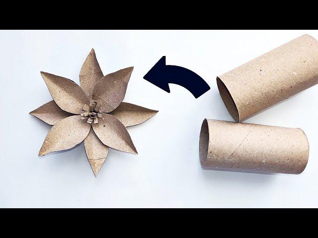 Recycling Craft Idea ️ DIY Tutorial - How to Make Flower of Cardboard Tube Rolls / Easy Decoration