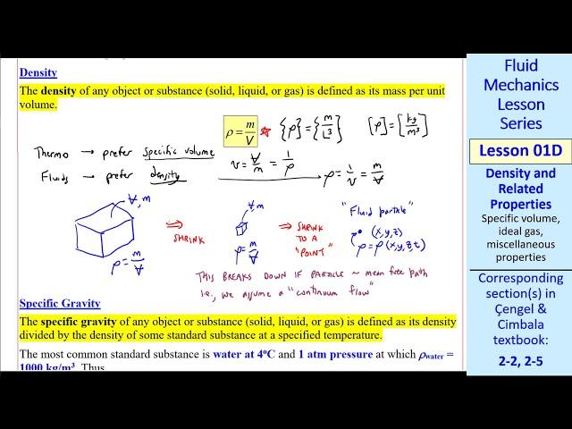 Fluid Mechanics Lesson 01D: Density and Related Properties