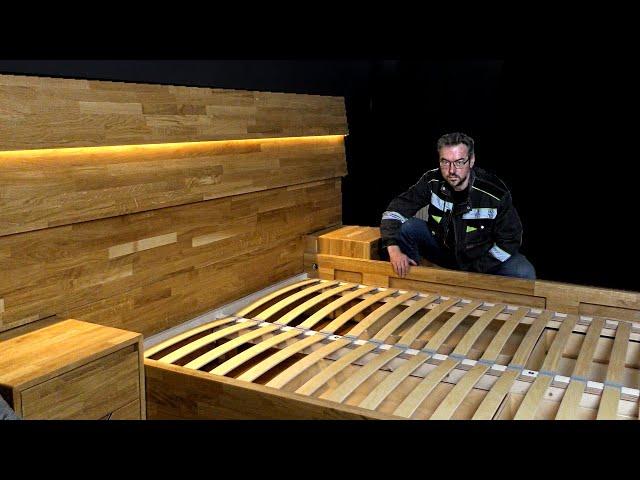 The Secrets Behind This Double Bed Made of Oak Panels