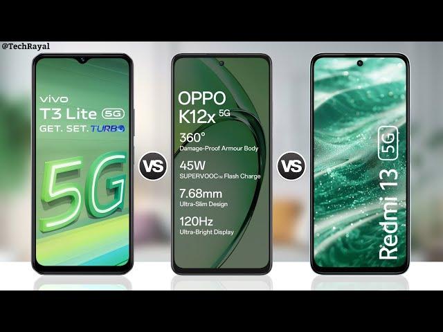 Vivo T3 Lite 5g vs Oppo K12x 5g vs Redmi 13 5g || Full Comparison