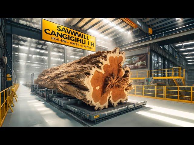 Epic Sawmill Machinery in Los Angeles ‼ Huge Logs Cut Down to Perfect Lumber