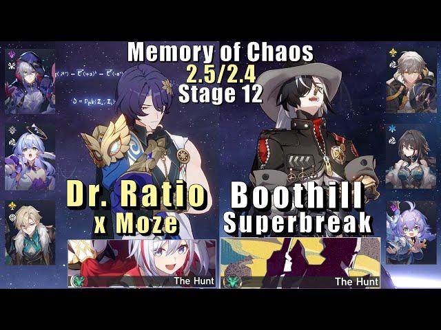 E0 Dr. Ratio Moze & E0 Boothill Superbreak | Memory of Chaos 12 2.5/2.4 3 Stars | Honkai Star Rail