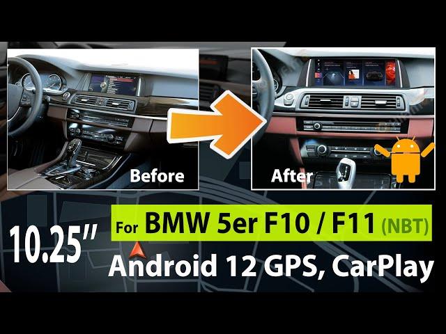 10.25'' BMW 5 series F10 F11 Android 12 GPS navigation screen upgrade Apple Carplay & Android Auto!