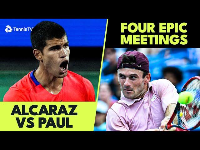 Carlos Alcaraz vs Tommy Paul: All 4 EPIC Matches 