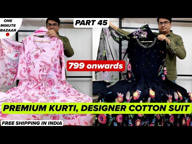 PREMIUM Kurti, DESIGNER COTTON SUIT, Mul Chanderi Kurta Sets (PART 45)