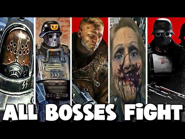 ALL BOSSES FIGHT - WOLFENSTEIN (WITH CUTSCENES) [FULL HD]