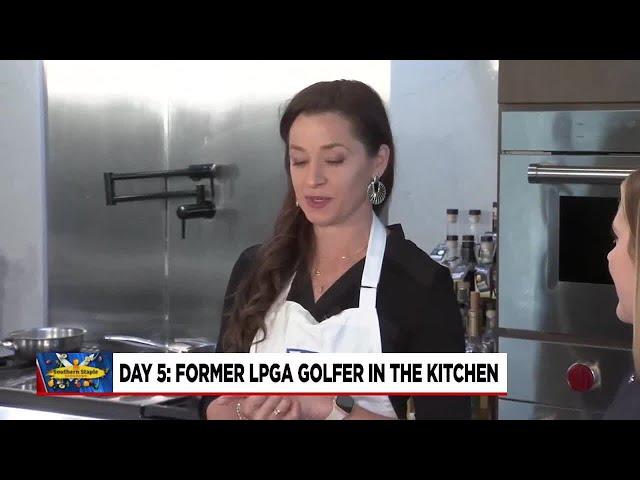 Former LPGA golfer Brandi Jackson competes in Southern Staples Showdown