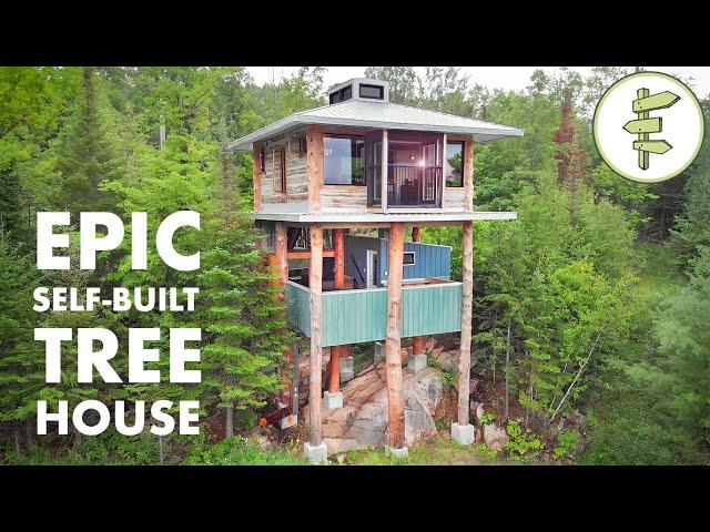 Mind-Blowing Modern Tiny Tree House Built with Reclaimed Materials - FULL TOUR