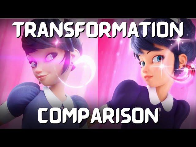 New Waitress Marinette Transformation Into Ladybug | Side by Side Comparison | Miraculous Season 6