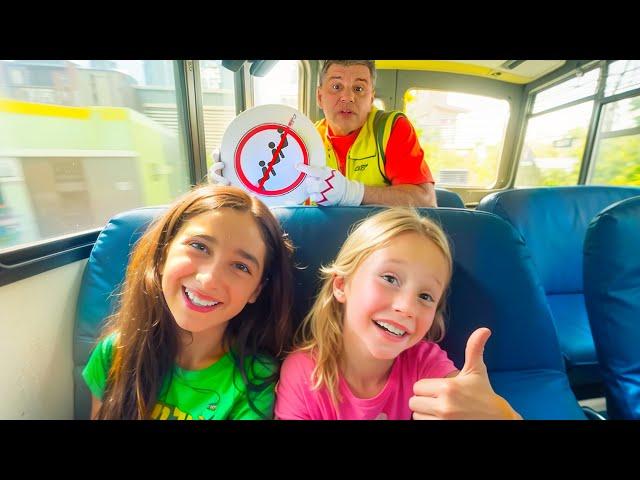 Nastya and her friends learn the rules of riding a bus