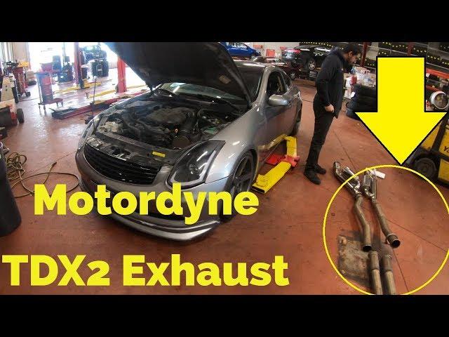 INFINITI G35 MOTORDYNE TDX2 SHOCKWAVE EXHAUST INSTALL AND REVS!!!!